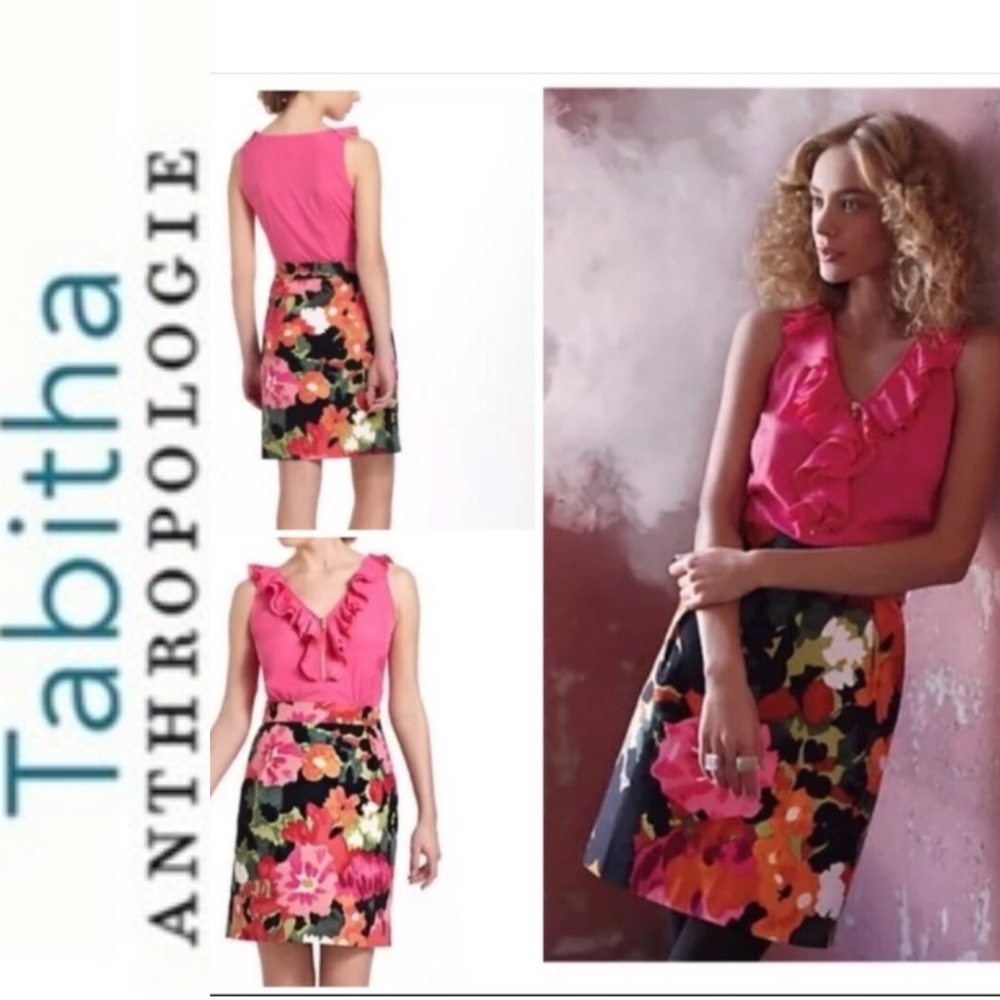 Anthropologie Tabitha Great Escape Floral Sleeveless Dress Size 2‎